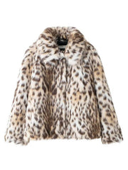 New Wild Leopard Print Short Lapel Furry Coat - Jess Deals