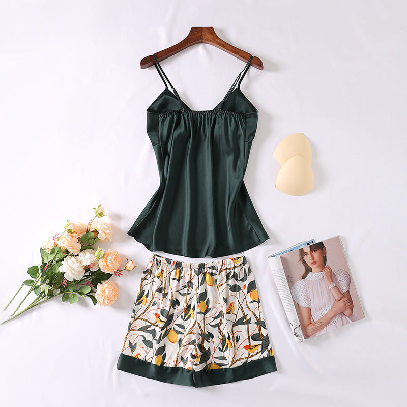 Home Casual Cardigan Pajamas Set Women’s Home Clothes Four-piece Set